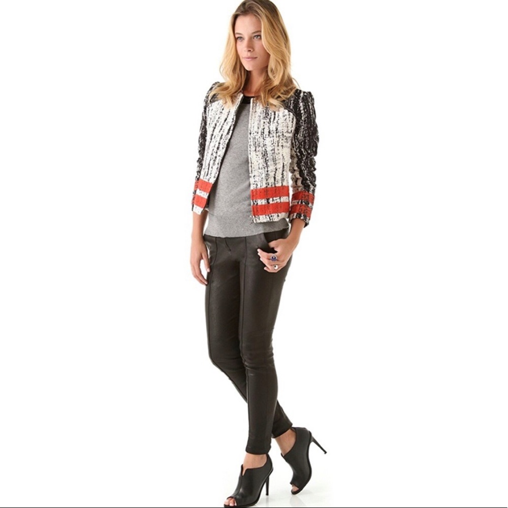 PARKER Tweed Paint Striped Zip Jacket Size Medium